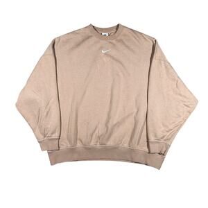 Nike Center Swoosh Oversized Embroidered Earth Tone Crewneck Sweatshirt